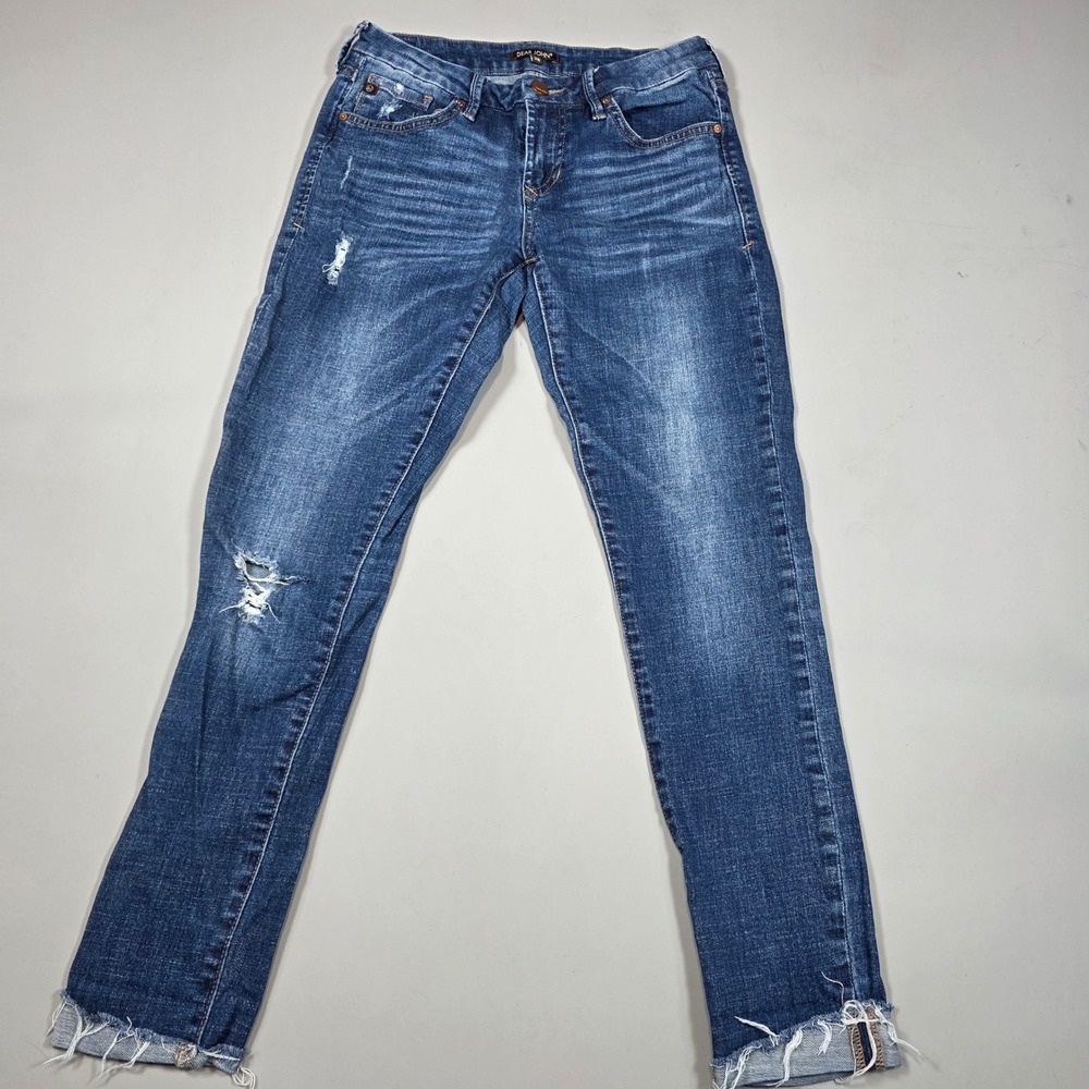 Dear John Jeans Women's Distressed Skinny Raw Hem Blue 26